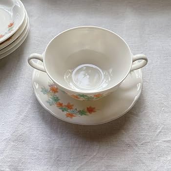 Amazon.co.jp: 深川製磁 スープカップ 両手付スープ碗皿 新