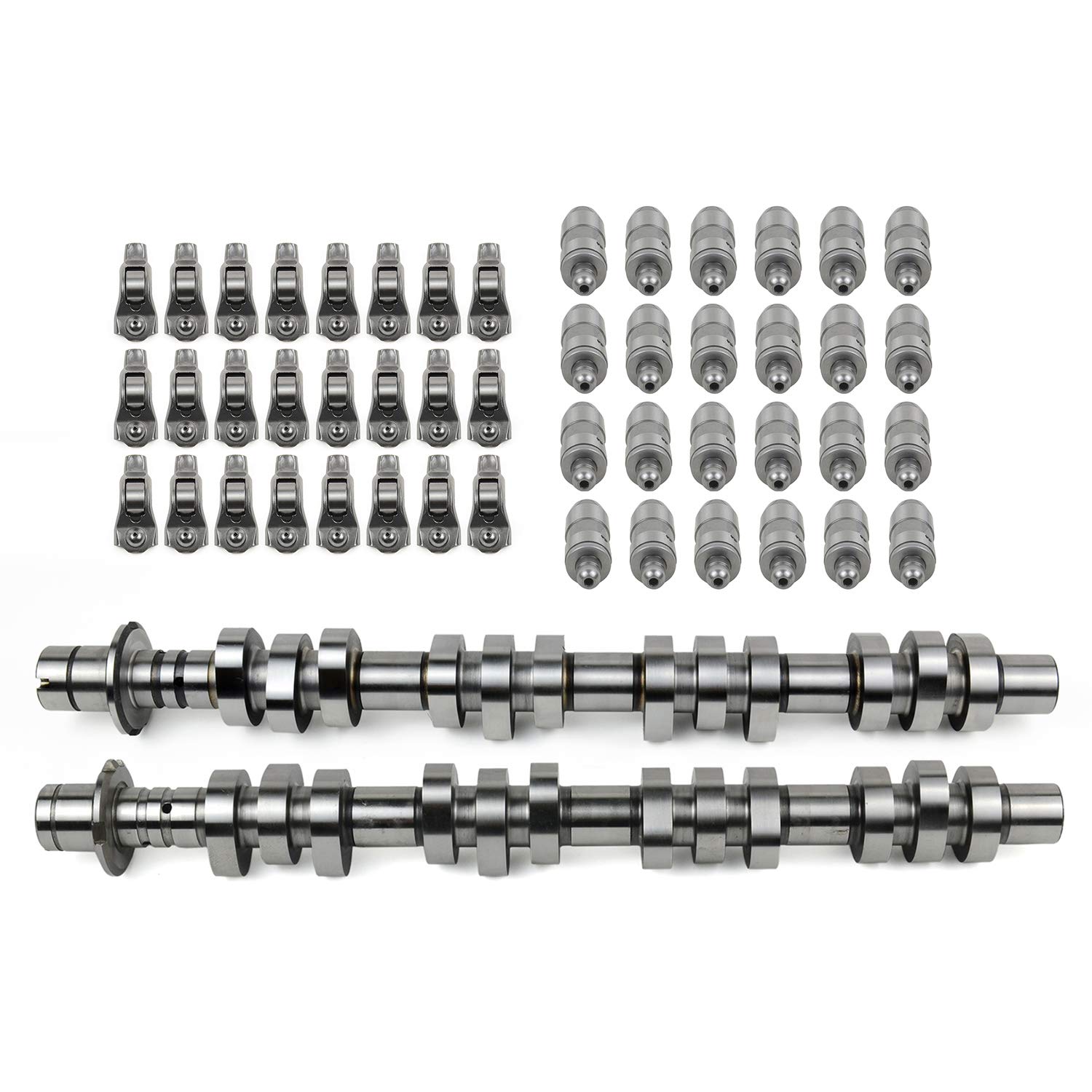 GELUOXI Left and Right Camshaft, 24xTappet Lifters, 24xRocker Arms Kit 5L1Z6250AA Replacement for Ford Expedition F150 F250 F350 Lincoln Mark LT Mustang Explorer 3L3Z-6564-A, 5L1Z6250AA, 5L1Z6250BA