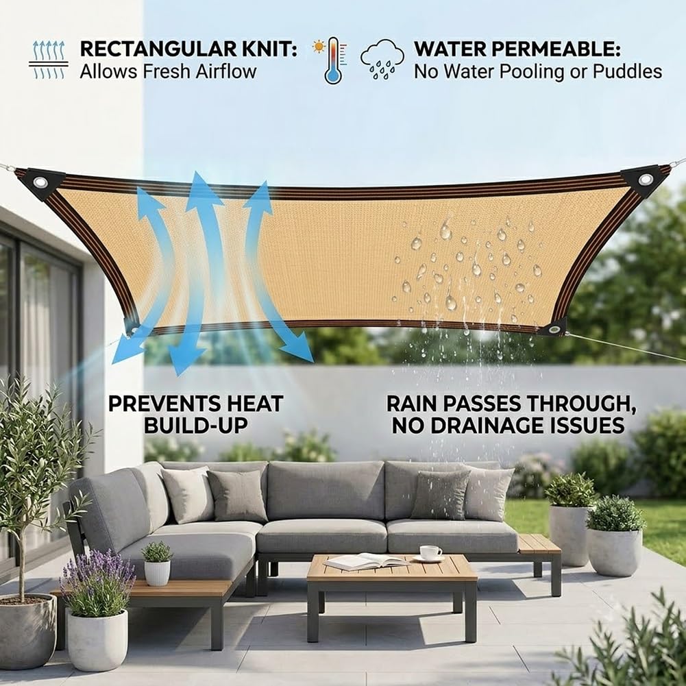 Red De Sombra Resistente Para Exterior 90% Malla De Sombreado Con Ojales | Tela De Sombreo Para Plantas E Invernadero Toldo De Sombra Protección Solar Lona Sombreo Transpirable(8x12.50m)