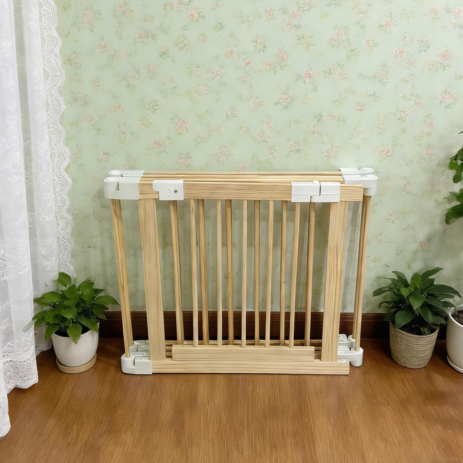 Baby Playpen, Wooden Play Yard with Gate, Playpen for Babies and Toddlers, Baby Activity Center with Child-Proof Lock, Fence Play Area for Toddlers 6 to 36 Months (34 * 34.86inch)