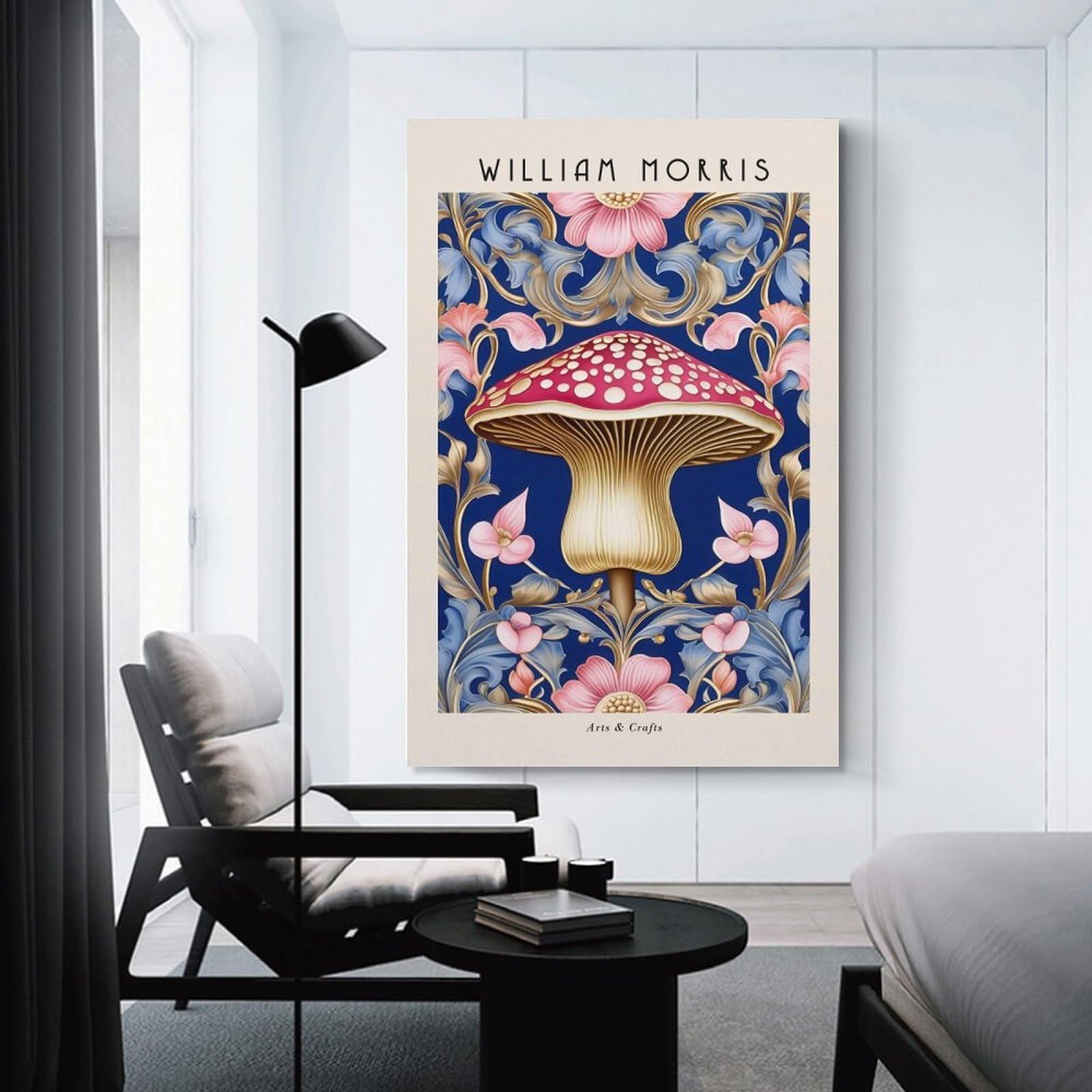 Junmoney Unframe-Style-24-1 Hanging Wall Art William Morris Mushroom, 20X30inch(50X75cm), For Entryway, Lounge Links Or Small Walls, A Neat Decor Update For Hallways