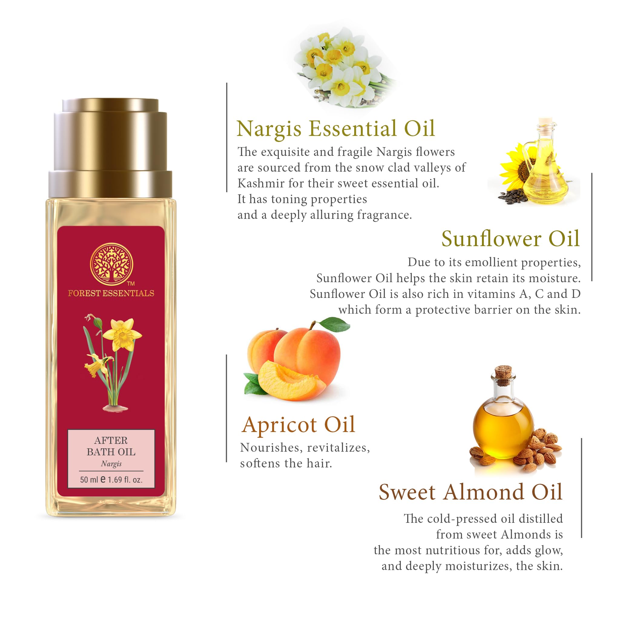 Forest Essentials After Bath Oil Nargis | After Shower on Wet Skin | Keeps Skin Hydrated in just 2 Mins | For Lightly Scented & Soft Skin | For Daily Use 2