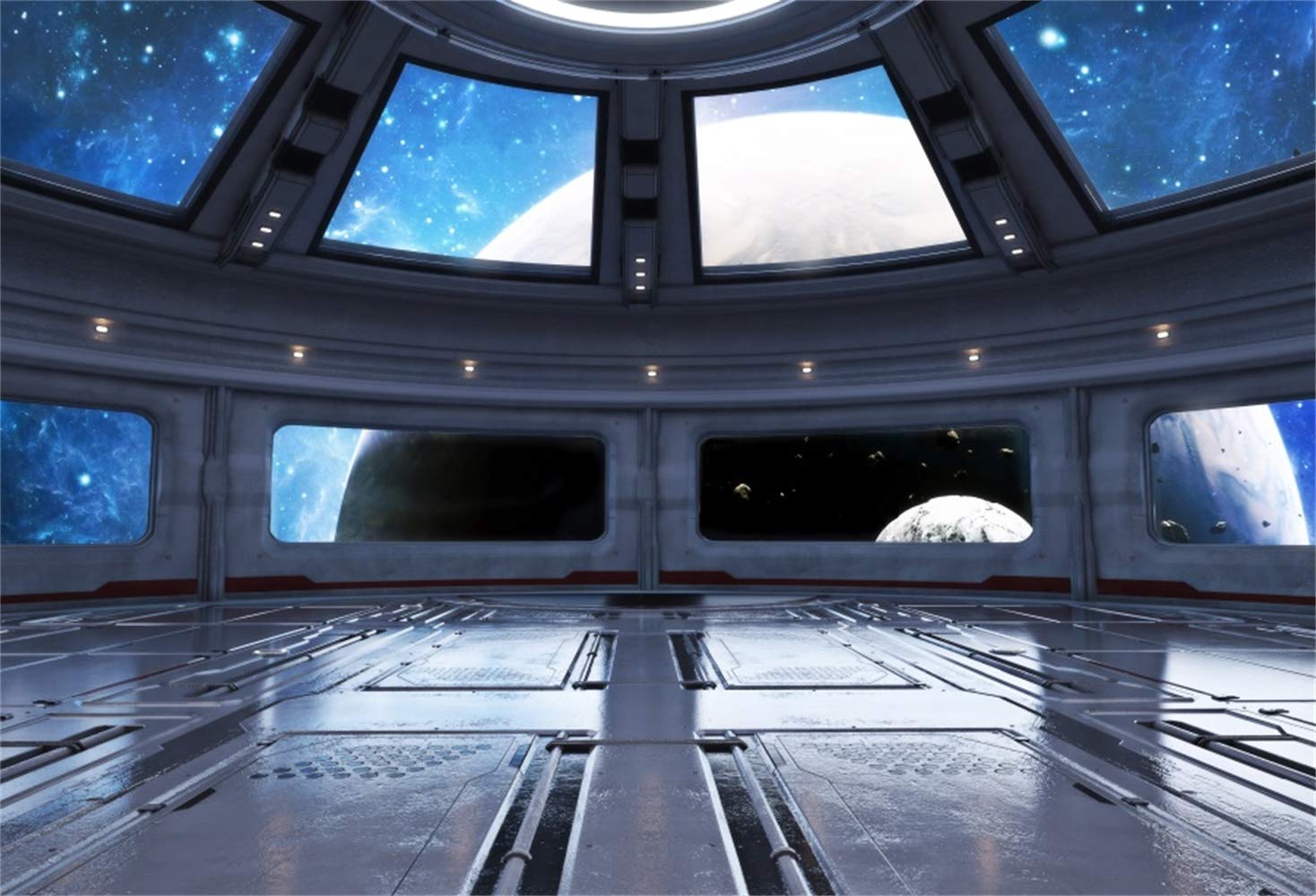 Amazon | Leowefowa 宇宙船のインテリア 背景幕 12x8フィート ビニール