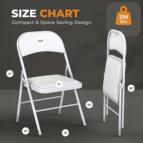 Miniatura 3 de Nuestra Marca Our Modern Space Juego de 4 Sillas de Cuero  Plegables y Apilables  Capacidad de 350 libras, Estructura de Acero para Asientos para