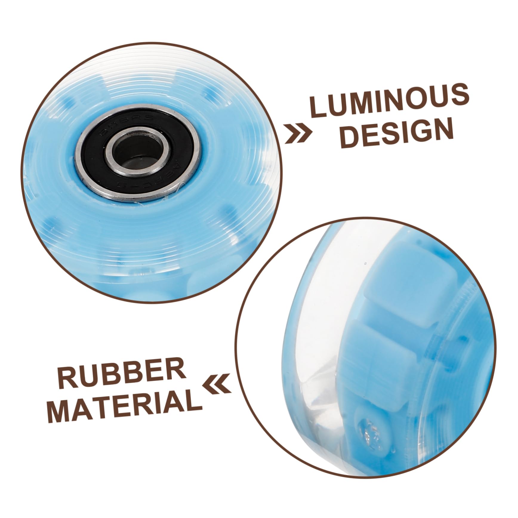 YARNOW Ruedas Luminosas para Patines de Goma Azul, 4 Piezas