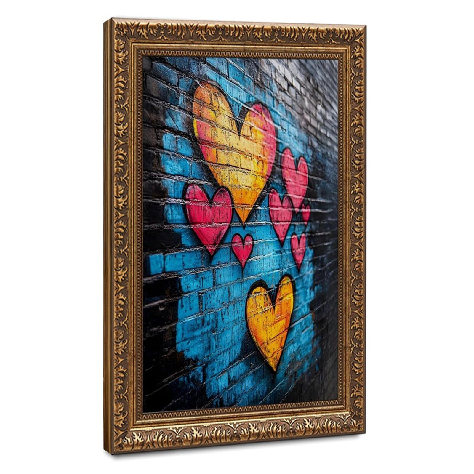 Bareronor Hearts Graffiti Canvas Poster for Dorm Room Decor Gift