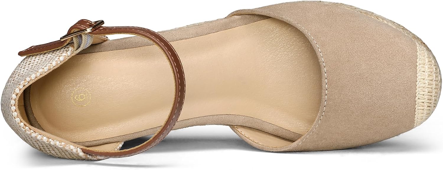 mysoft Women's Platform Espadrille Wedge Sandals Closed Toe Buckle Ankle Strap Comfortable Summer Shoes - Image 7