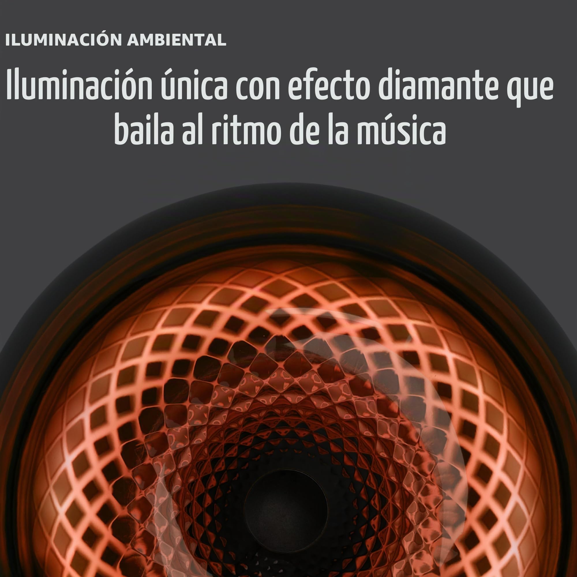 Harman Kardon Aura Studio 4, altavoz Bluetooth para casa, con cúpula transparente, iluminación ambiental con cinco patrones de efecto diamante, sonido potente, negro