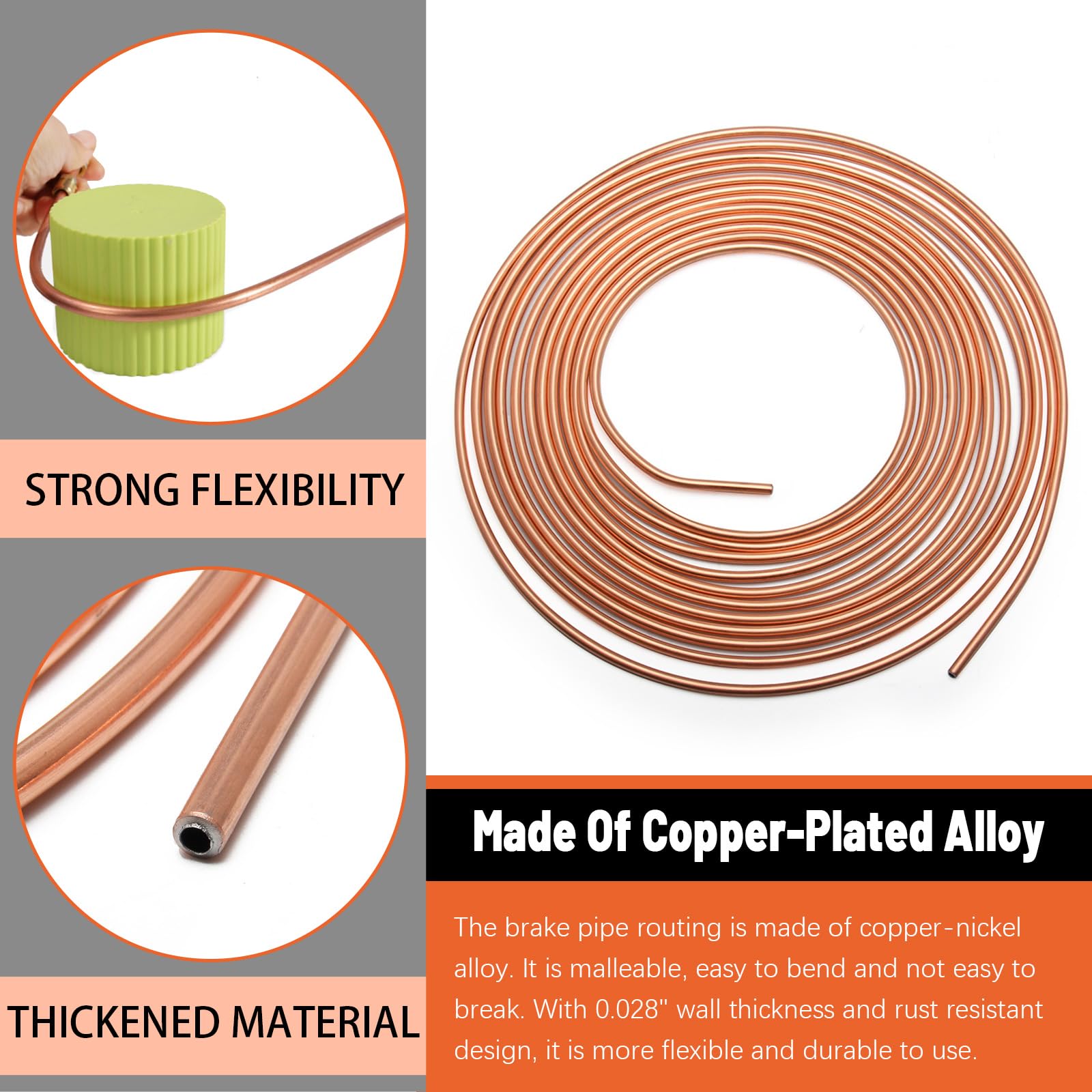 MOTMAX 3/16 Copper Coated Brake Line Kit, Flaring Tool, 25ft for High MOTMAX 3/16 Copper Coated Brake Line Kit, Flaring Tool, 25ft for High