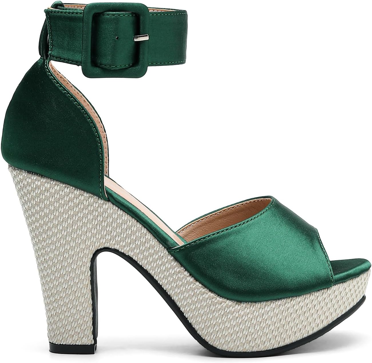 Women's Platform Pumps Block Heels Sandals Peep Toe Ankle Strap Dress Wedding Shoes