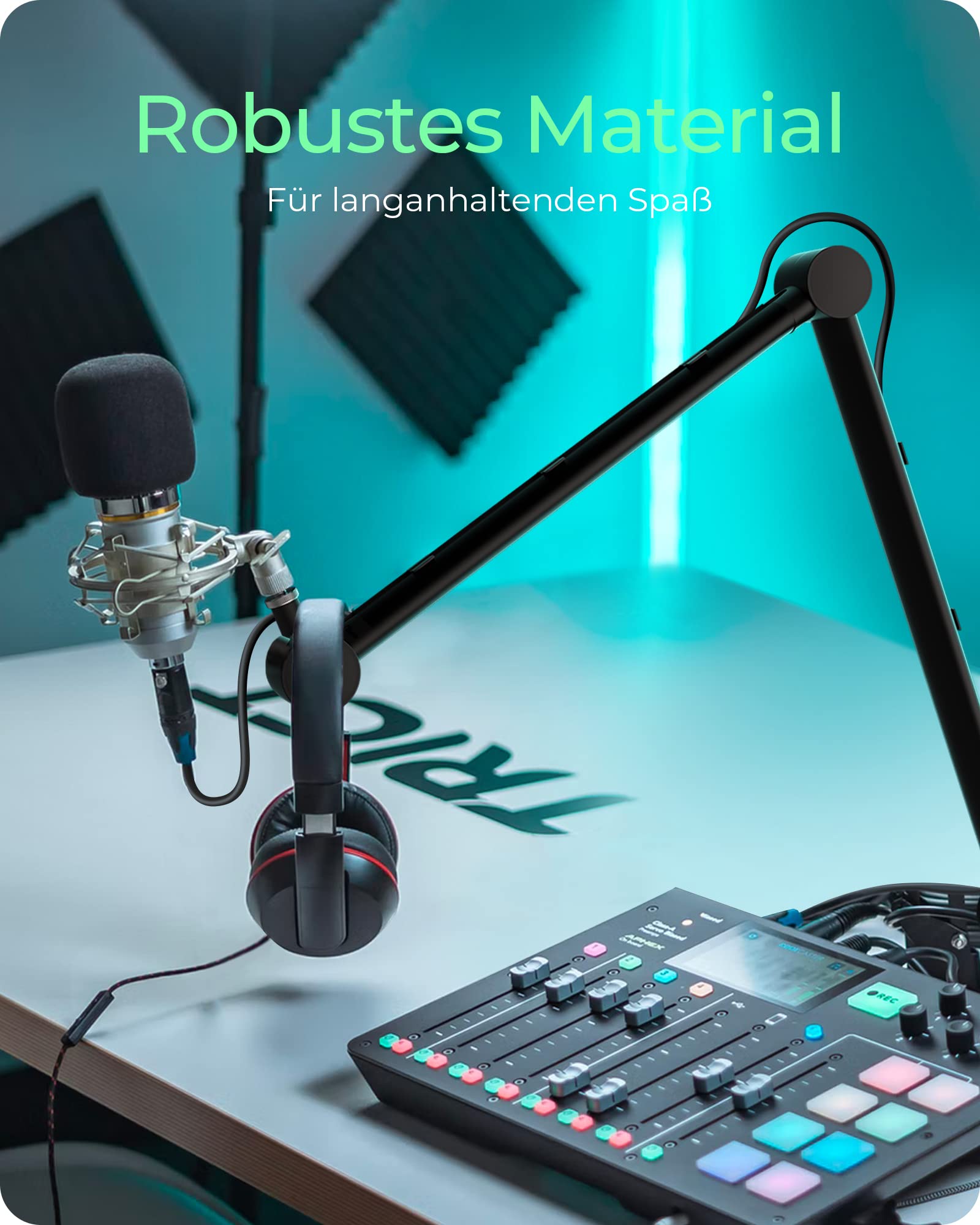 ICY BOX Professioneller Mikrofon-Arm mit Tischhalterung, 360 degree drehbar, 3/8 '' bis 5/8 '' Adapter, Kabelmanagement, für Blue Yeti, Blue Snowball, HyperX QuadCast und viele mehr, 60872, Schwarz