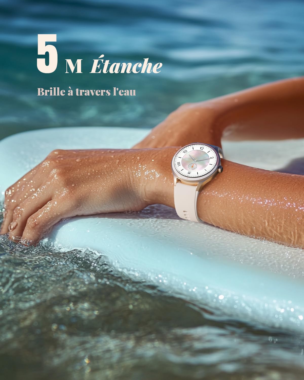 TOOBUR Montre Connectée Femme, 40mm Montre Sport, Étanche IP68, Beige | 100+ Modes Sportives, Compatible Android/iOS, Répondre Appels, Montre Connectée Santé/Cardio/Sommeil, Smartwatch Podometre