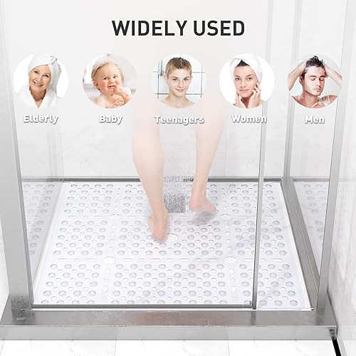 Miniatura 6 de XIYUNTE Tapete de ducha cuadrado grande antideslizante, 27 x 27 pulgadas, tapete de ducha antideslizante para ducha interior, tapete de ducha
