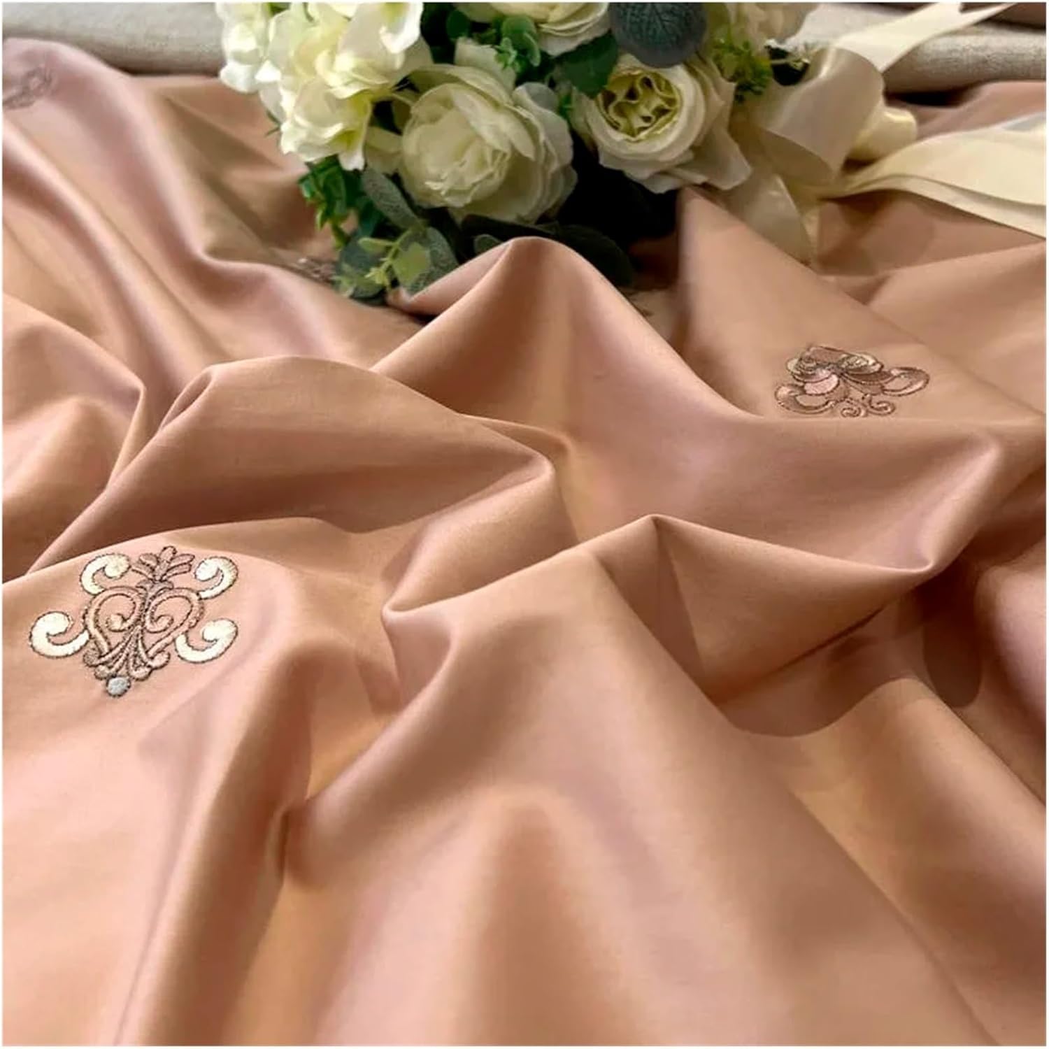 Blue Boho Duvet Cover Set Double Queen King 4Pcs Chic Embroidered Egyptian Cotton Soft Bedding Quilt Cover Bed Sheet Pillowcases,Bed