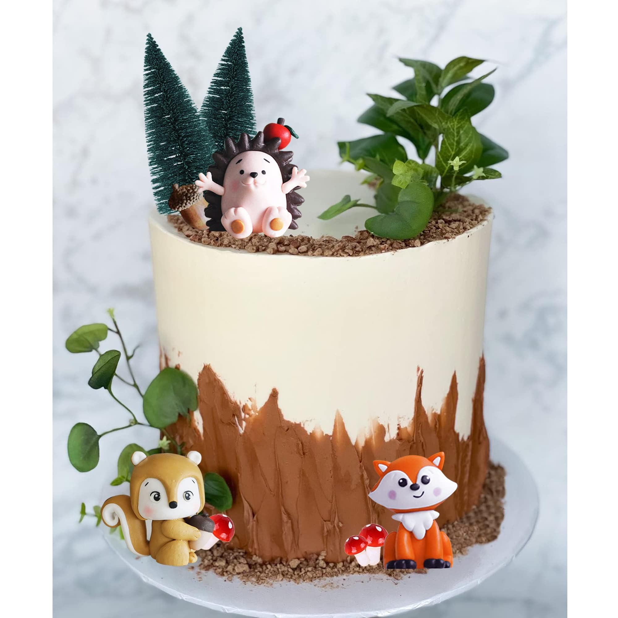 Camping Bear Theme Cake Topper | Brown Glitter Woodland Decor For Birthday, Baby Shower - View #2