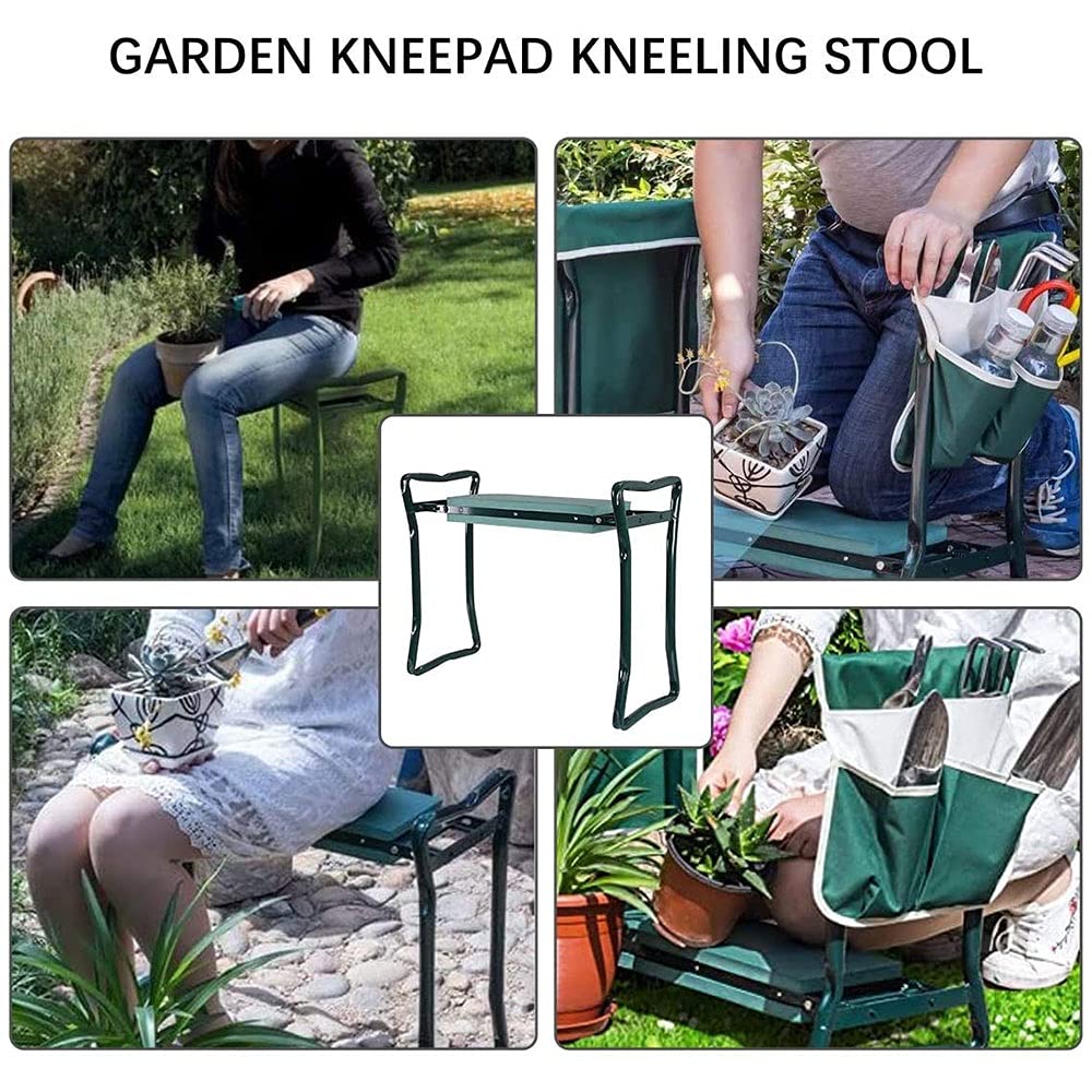 Cojín para arrodillarse, Taburete de jardín for arrodillarse, Asiento Multiusos for arrodillarse con Bolsa de Herramientas, fácil de Transportar y Plegable.