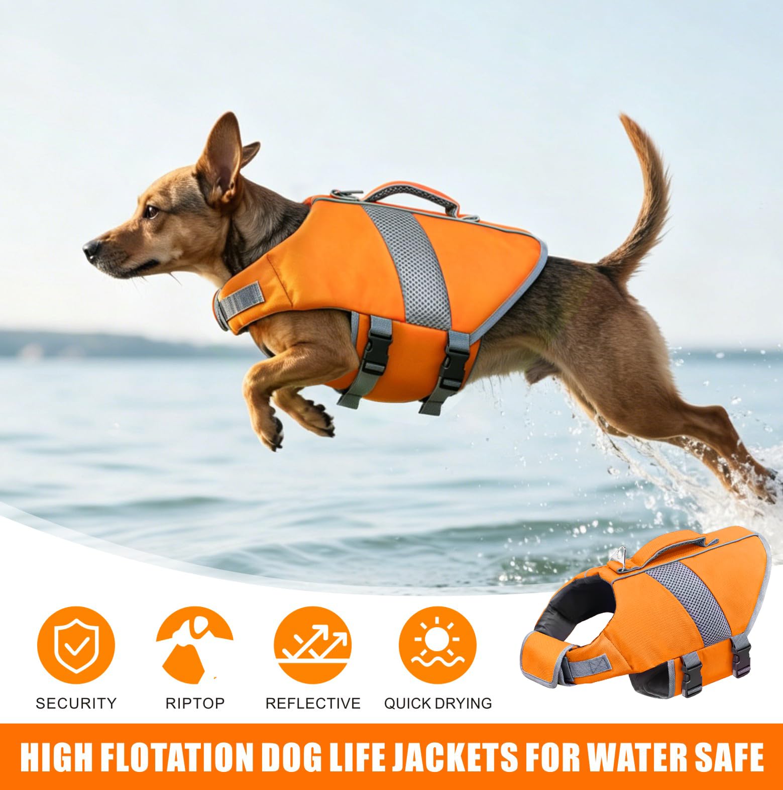 Salvagente Cane Giubbotto di salvataggio Alta Flotation, Cappotto riflettente per il nuoto Nautica Surf Kayak (XS)