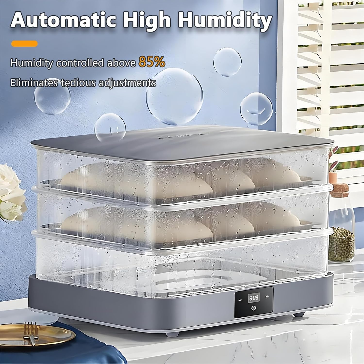 Caja de Fermentación de Masa Casera, Control Automático de Humedad y Temperatura, Probador Eléctrico de Pan, para Hornear, Fermentar y Hacer Yogur