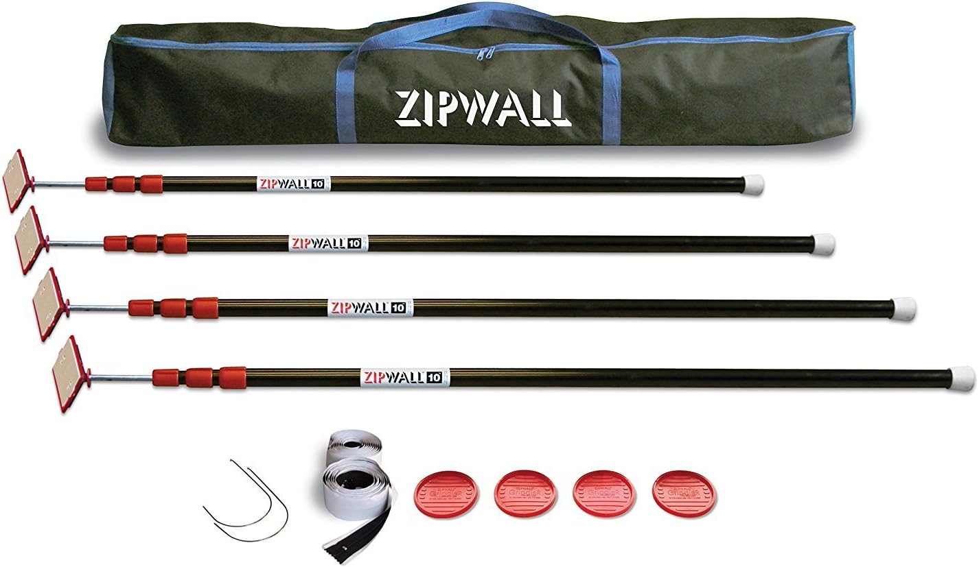 ZIPWALL ZP4-PK4 ZipPole 10' Spring (16-Pack) Loaded Poles for Dust Barriers, 16 Count - 4 Packs of 4, Silver
