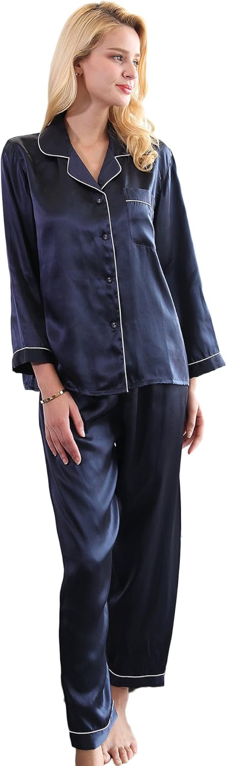 CLC Women's Pure Mulberry Silk Pajama Set Sleep Sets