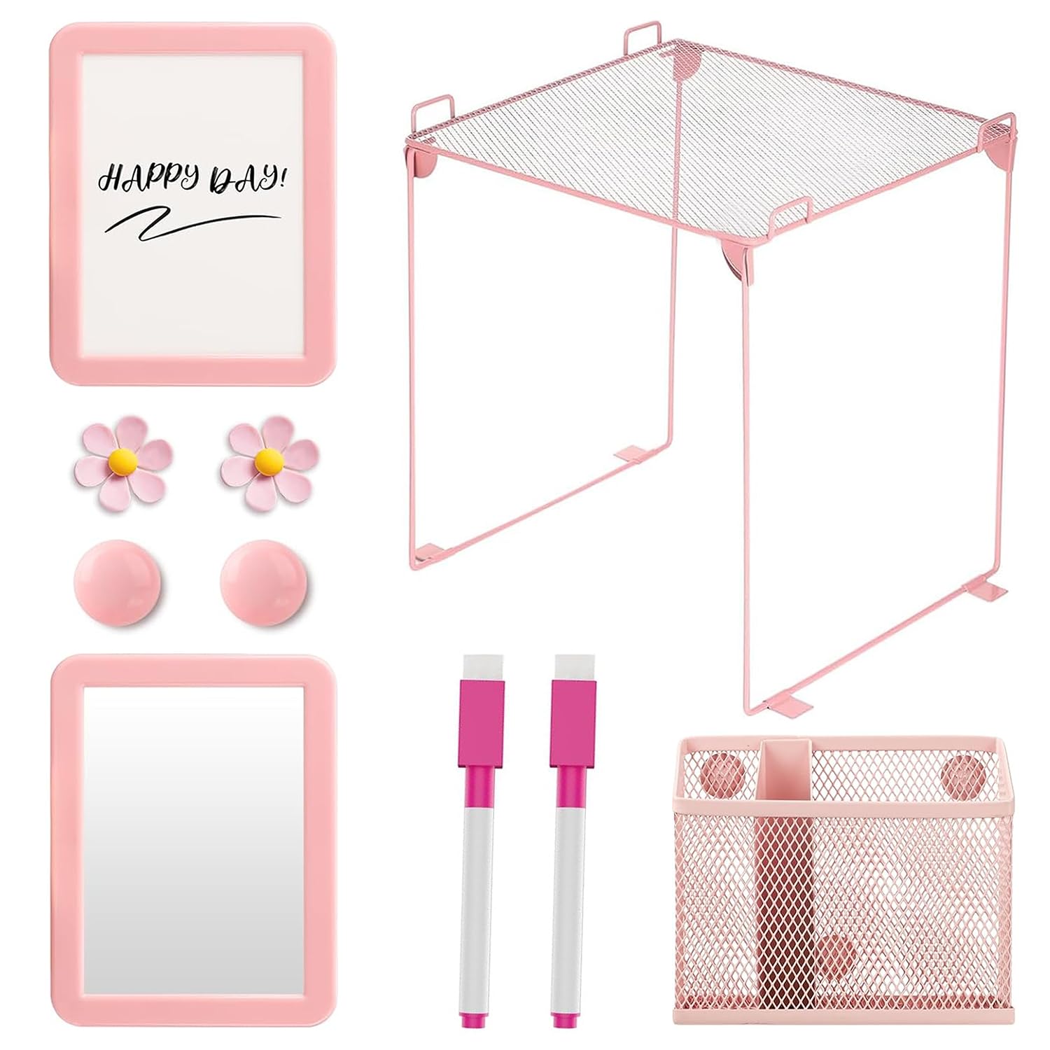 MaxDovYen Locker Accessories Set, Back to School Essentials (with Locker Shelf, Magnetic Whiteboard, Locker Mirror, Pen Holder, Marker, Round Magnet)