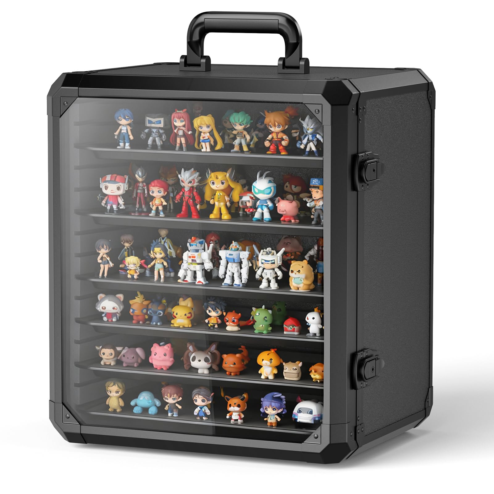 Miniature Carry Case with 6 Magnetic Metal Trays, Large Miniatures Storage Case with Anti-theft Locks, Miniatures Transport Case Equipped with Aluminum Alloy Frame for Miniature Lovers, Collectibles