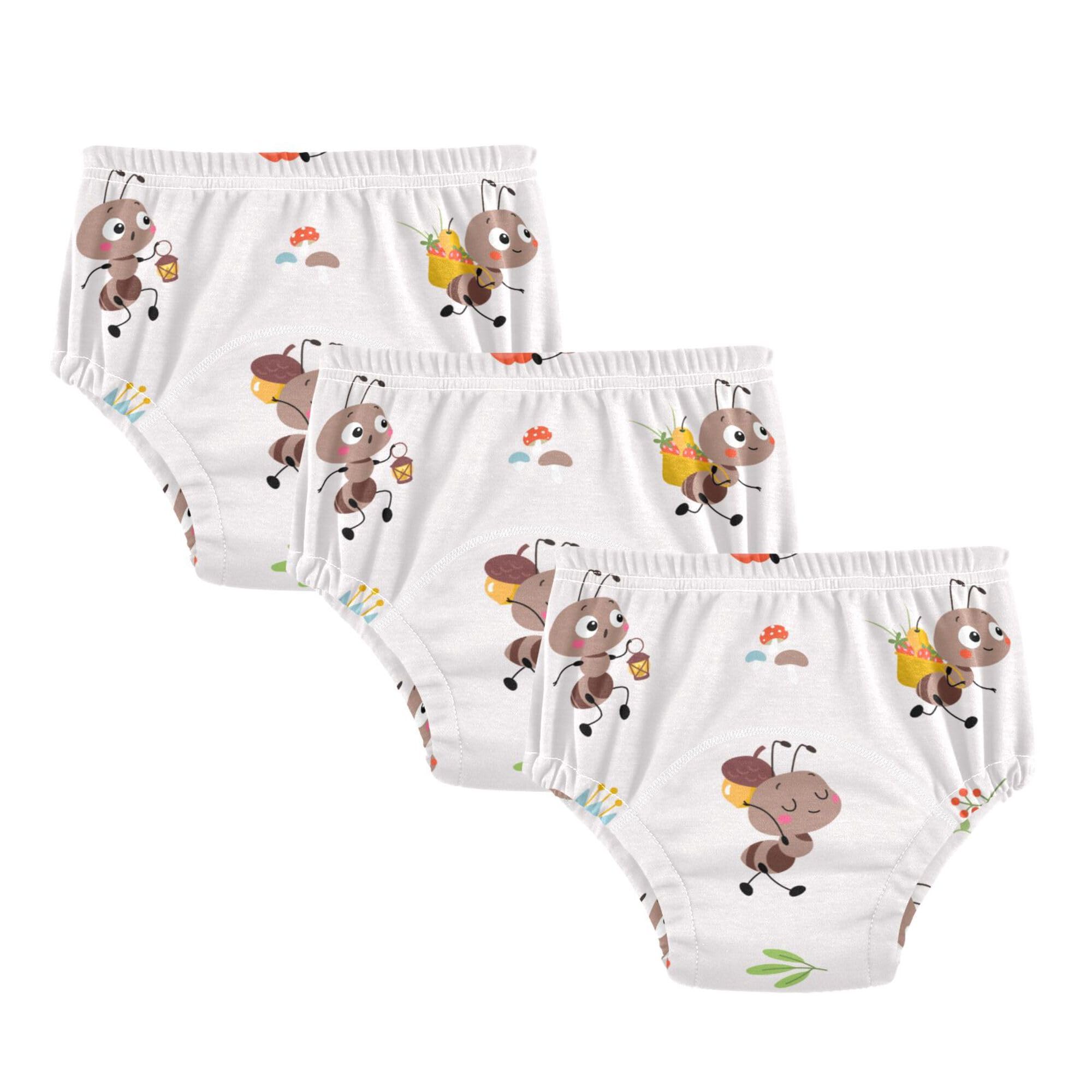 Mazeann Cute Funny Ants Toddler Potty Training Underwear Cotton Absorbent Soft Baby Girl Boy Potty Training Pant 3T Multi