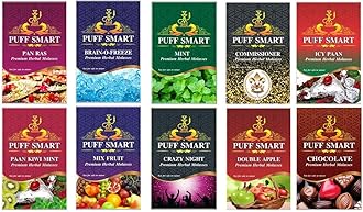PUFF SMART Herbal Molasses Combo Flavor PanRas, Brain Freezer, Commissioner, Mint, PaanKiwi Mint, Double Apple, Icy Pan, MixFruit, Crazy Night, Chocolate Set Of 10 |