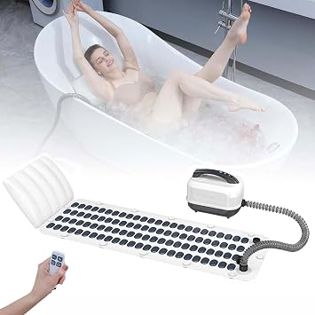 Inflatable Bathtub Bubble Massage Mat,Portable Adult Spa Bathtub with All-in-one Wavemaker and Air Pump,Adjustable Bubble Settings,Folding Surfing Massage Bathtub