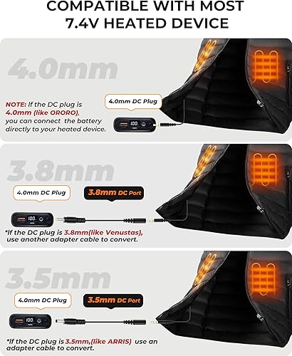 Miniatura 4 de Chaleco calefactable, batería de 7,4 V, 16000 mAh, batería para chaleco calefactable, pantalla LCD, batería externa para chaleco calefactable con