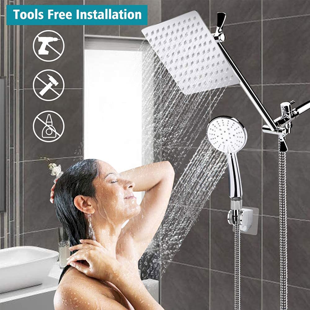 Duschkopf Mit Handbrause Set – Hochdruck Regendusche & Massage (15,2 Cm, 177,8 Cm Schlauch)