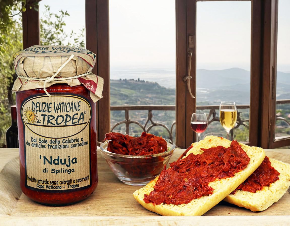 'Nduja di Spilinga 180g | Salchichón Calabrese Picante y Untable | Salami Italiano Artesanal – Delicatessen Gourmet | Auténtica Cocina Calabresa por Delizie Vaticane di Tropea