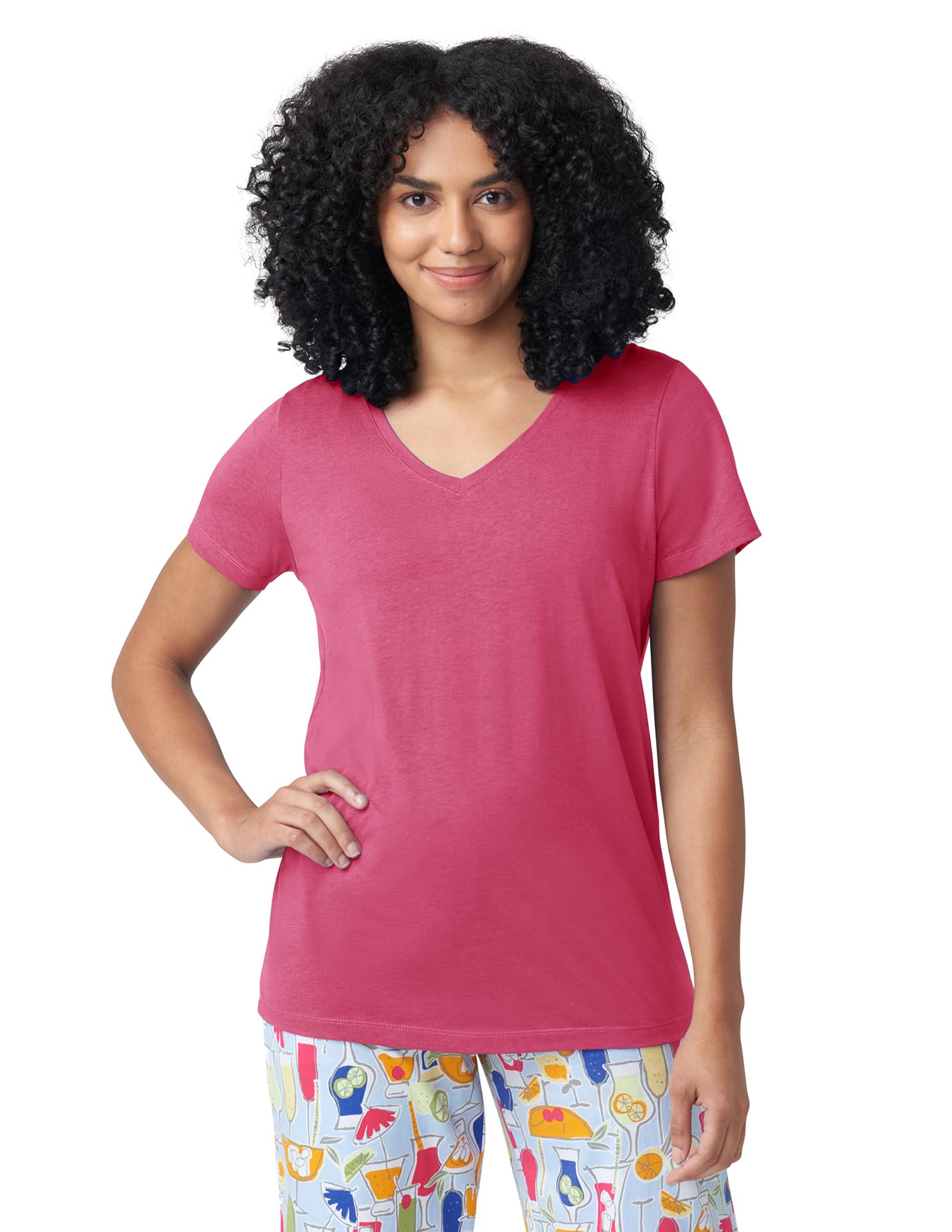 HUE Women's Summer Vacation Pajama Separates, Soft, Whimsical Print Pjs with Tropical Beach Themes, Flip Flops, Cocktails