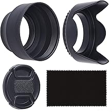2 Pack Lens Hood - Tulip + Rubber (Foldable) - Reduces Lens Glare - Protects Against Excessive Sunlight for Enhanced Photos and Videos