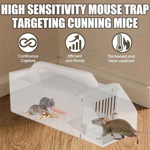 Miniatura 3 de Trampa humana para ratones de 12 pulgadas para interiores y exteriores, para el hogar, trampa de jaula con animales vivos, trampa transparente