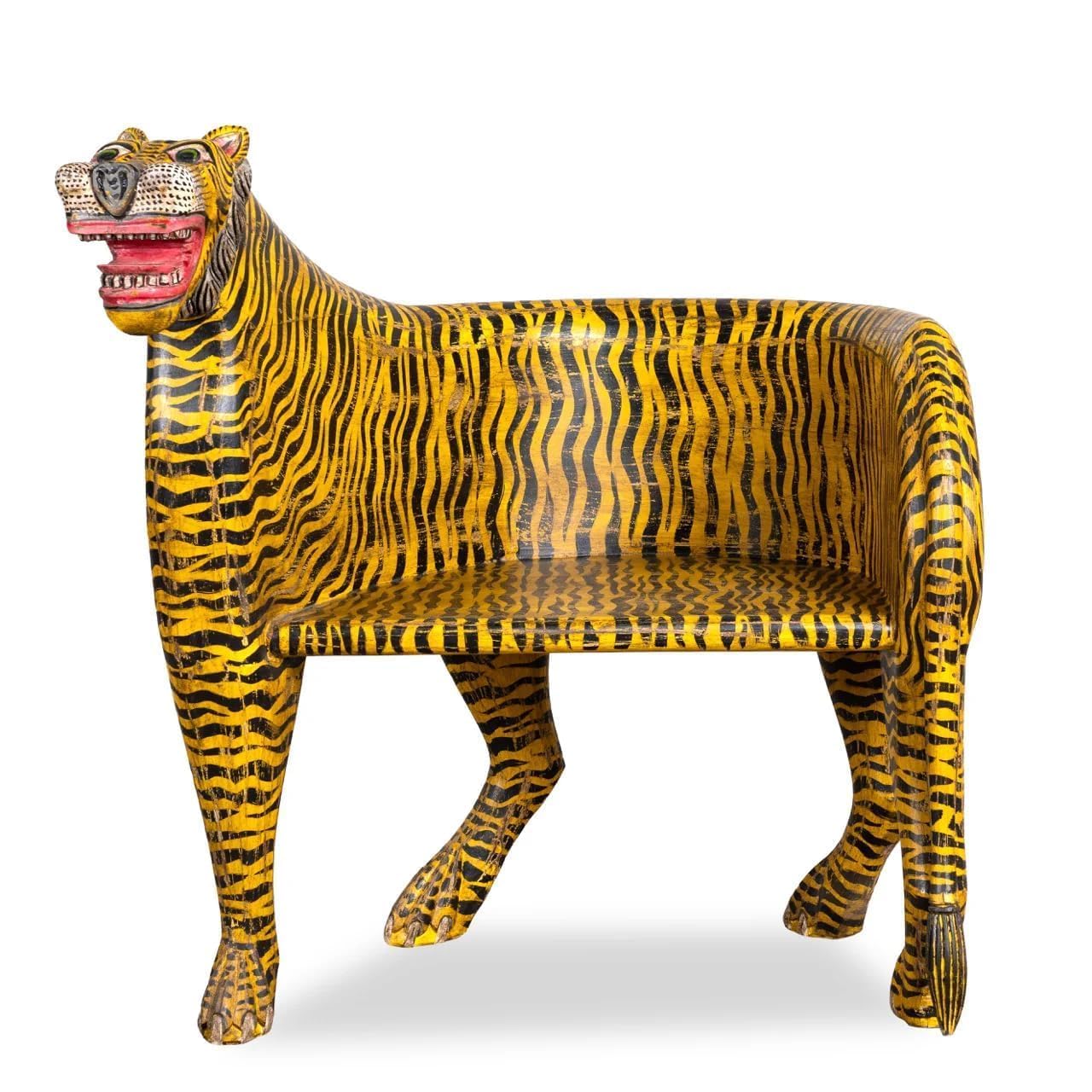 Tiger Chair - Hand Painted Reclaimed Teak Wood Chair 96cm-image-38