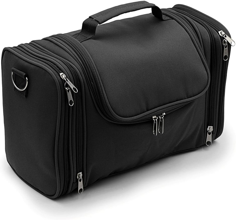 Hipiwe Hanging Travel Toiletry Bag Black Shaving Dopp Kit Makeup Bag Organizer Household Bathroom Storage Pack for Business and Vacation