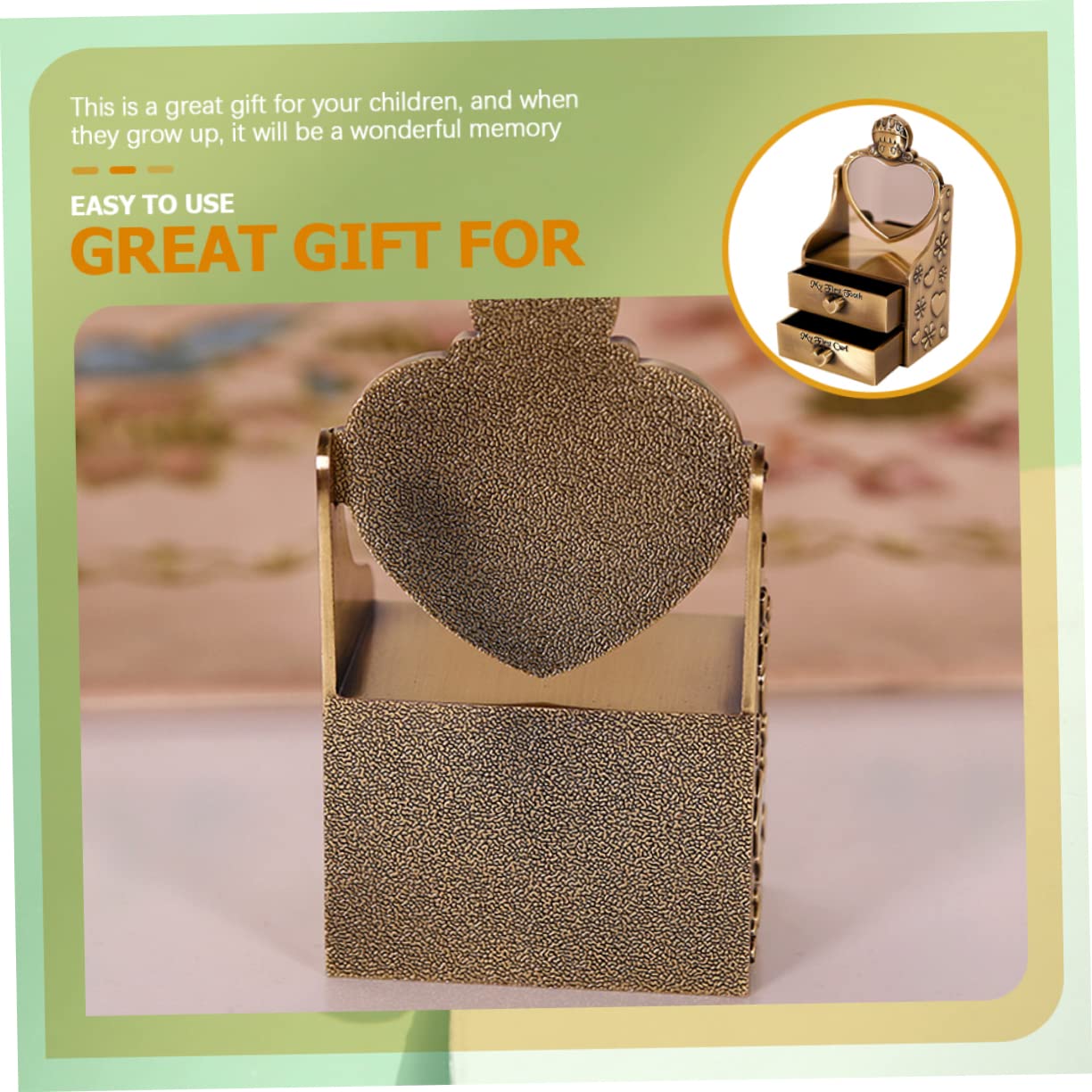 BESTonZON Caja de Metal para Guardar Dientes de Leche y Cabello Fetal Estuche Retro para Bebés Contenedor de Recuerdos Diseño