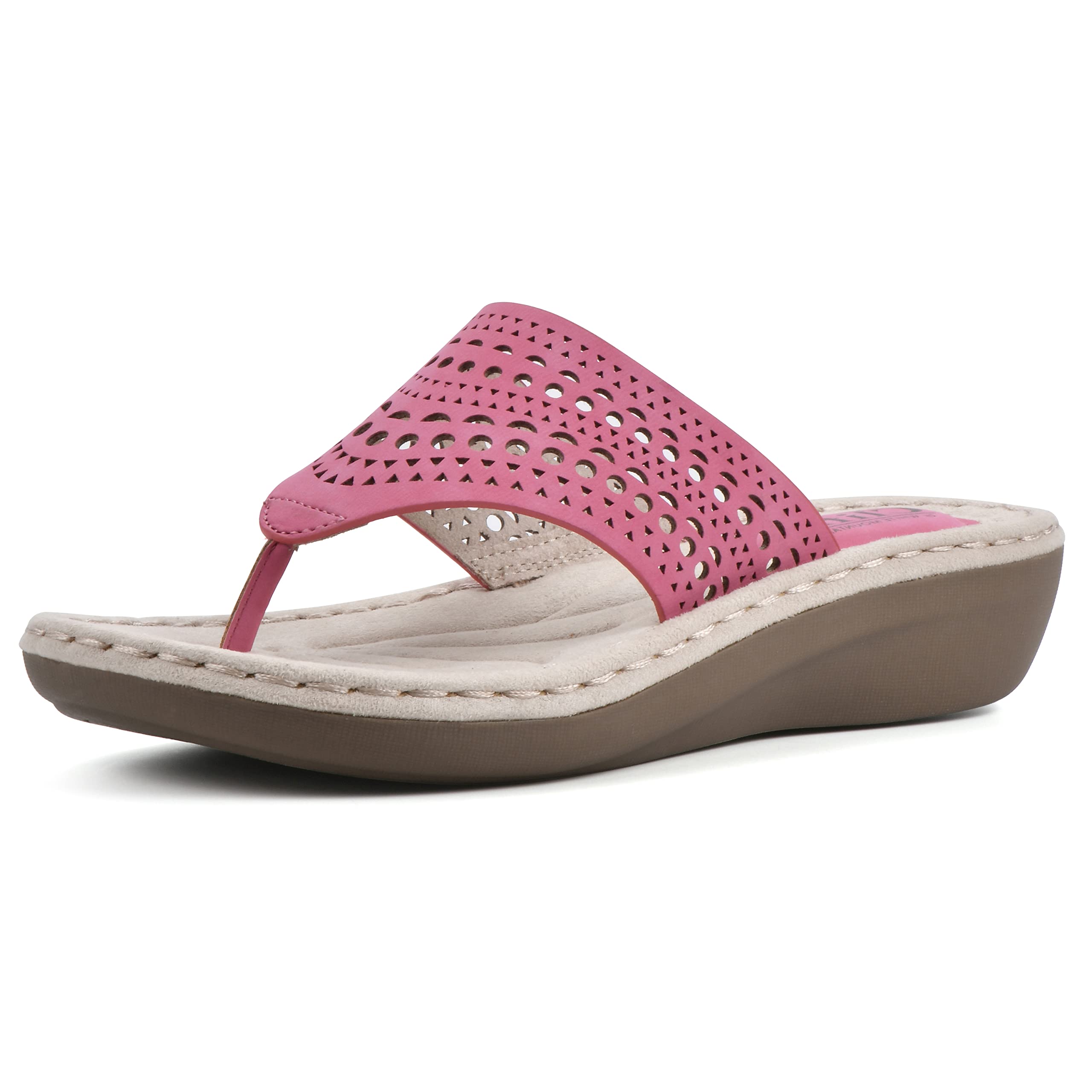CLIFFS BY WHITE MOUNTAIN Women's Compact Wedge Sandal, Fuchsia/Nubuck, 9 M