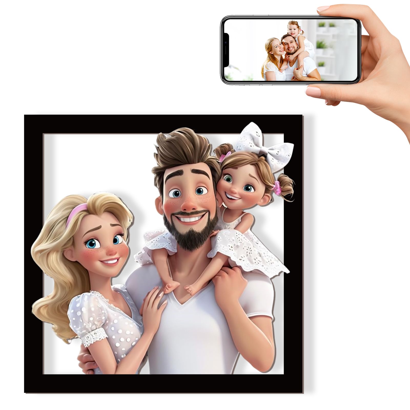 Amazon.com - JeathFea Personalized Cartoon Style 3D Photo Frame with ...