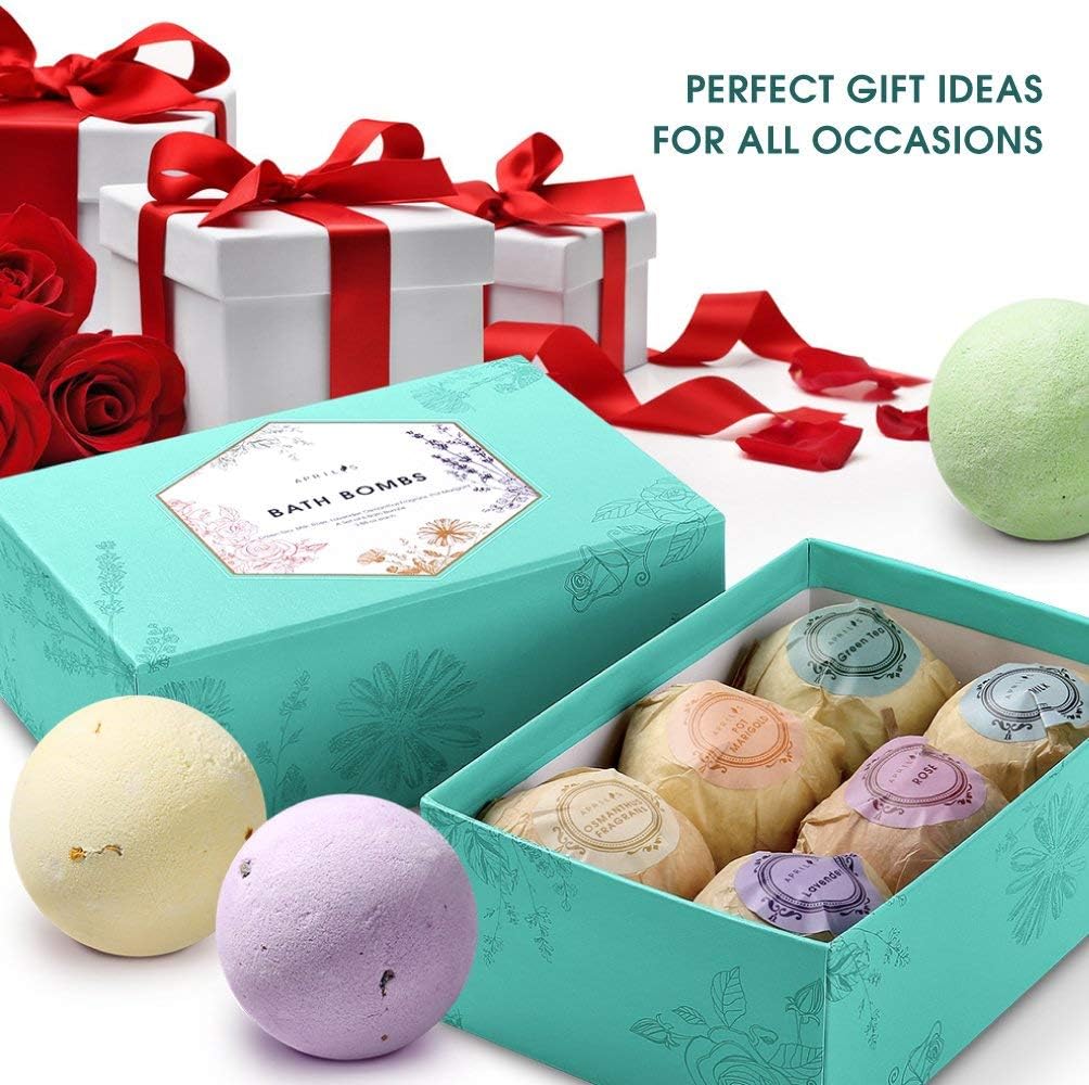 Aprilis Bath Bombs Gift Set, Organic & Natural Essential Oil Bath Bombs for Dry Skin Moisturizing, Handmade Fizzy Spa Bath Set, Perfect Christmas/Birthday Gift for Women and Kids, Pack of 12 (6-Pack)