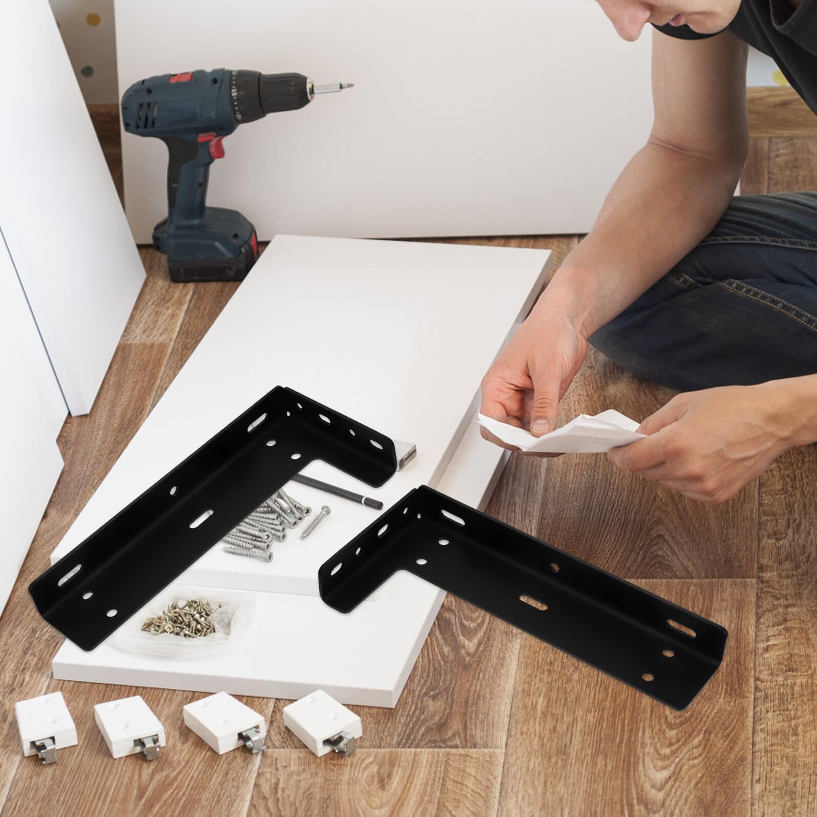 OUNONA 2pezzi Staffe Metalliche per Mensole Parete Staffe per Appendere Oggetti Pesanti Supporti per Mensole Regolabili per Librerie e Scaffalature Design Invisibile per Interni Moderni