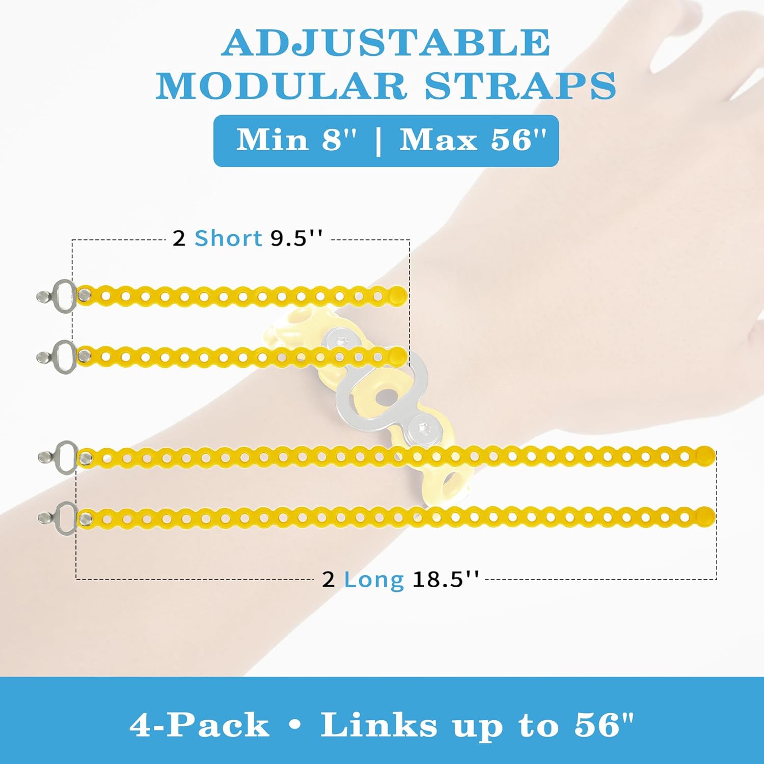 Modular Straps (4-Pack), Flexible Multi-Tool, Gear Strap for Outdoor Adventure, Survival, Camping, Travel, EDC