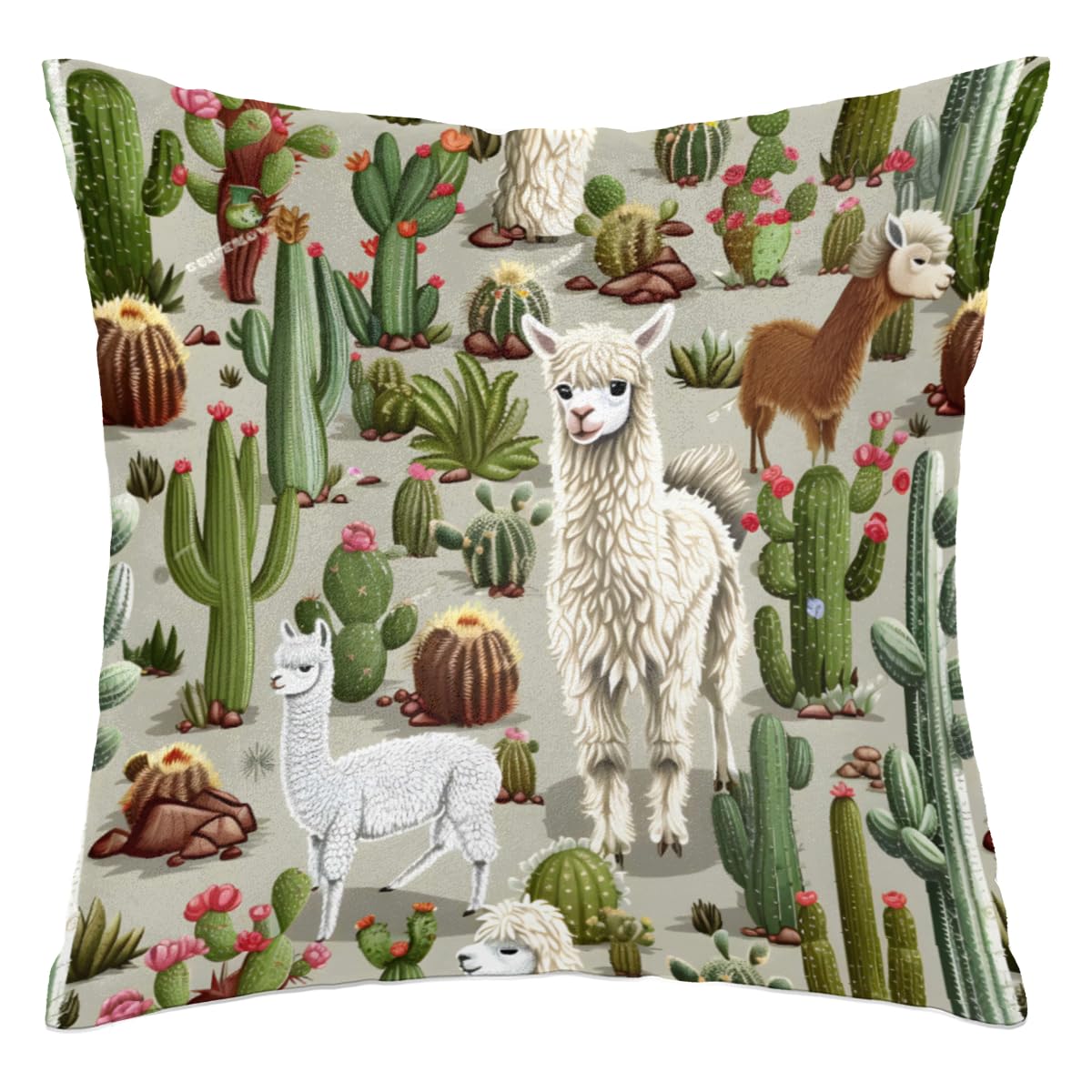 Bella federa per cuscino in alpaca carina pecora fattoria animale federa per cuscino per soggiorno pianta di cactus nera a pois decorativi quadrati per casa letto divano divano