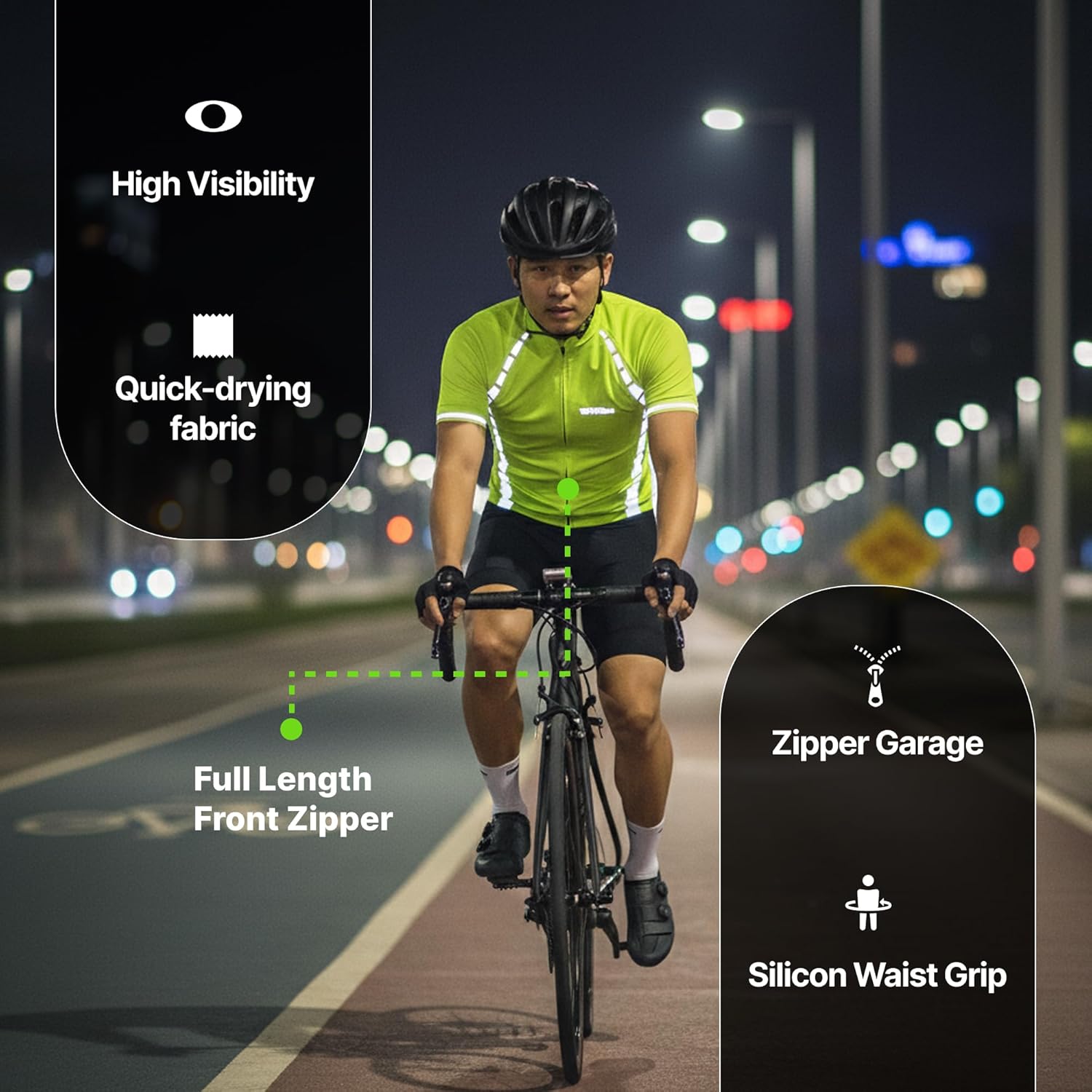 ReflecToes Reflective Cycling Jersey Full Sleeve for Men & Women – Breathable Bike Shirt