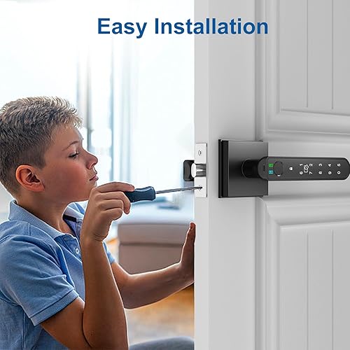 Miniatura 7 de Foxgard Cerradura de puerta inteligente con huellas dactilares perilla de puerta de huellas dactilares, biométrica 5 en 1, cerradura de puerta con