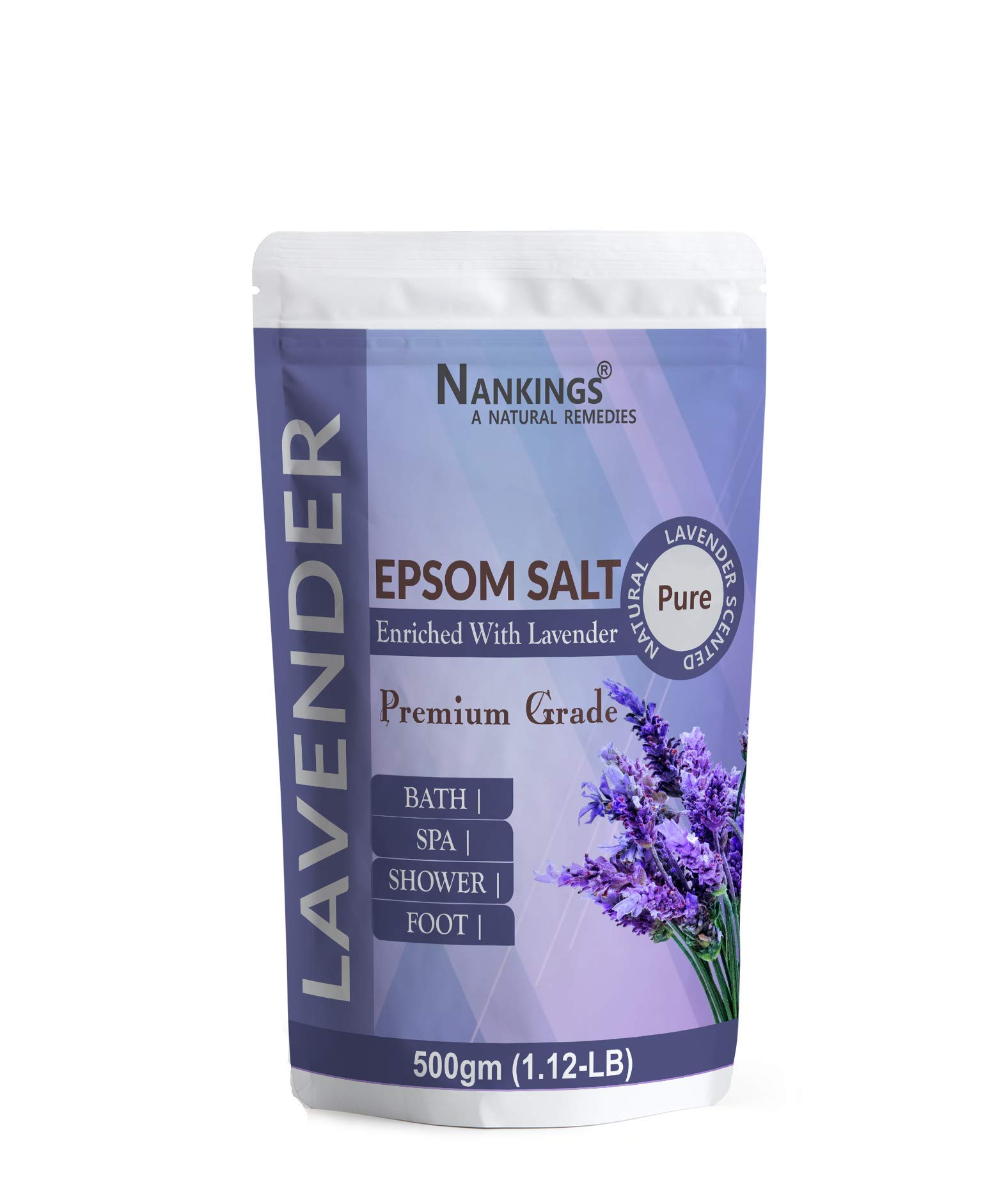 NankingsEpsom Salt Enriched With Lavender Oil, For Bath, Foot, Aching Muscles & Refreshing Body (500gm)