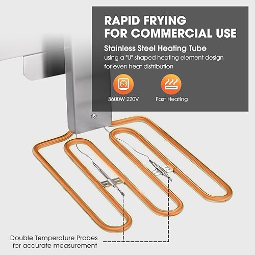 Miniatura 8 de WeChef Freidora comercial de 24 litros de doble tanque con cesta Freidora eléctrica de acero inoxidable para uso en restaurantes, dos enchufes de 6