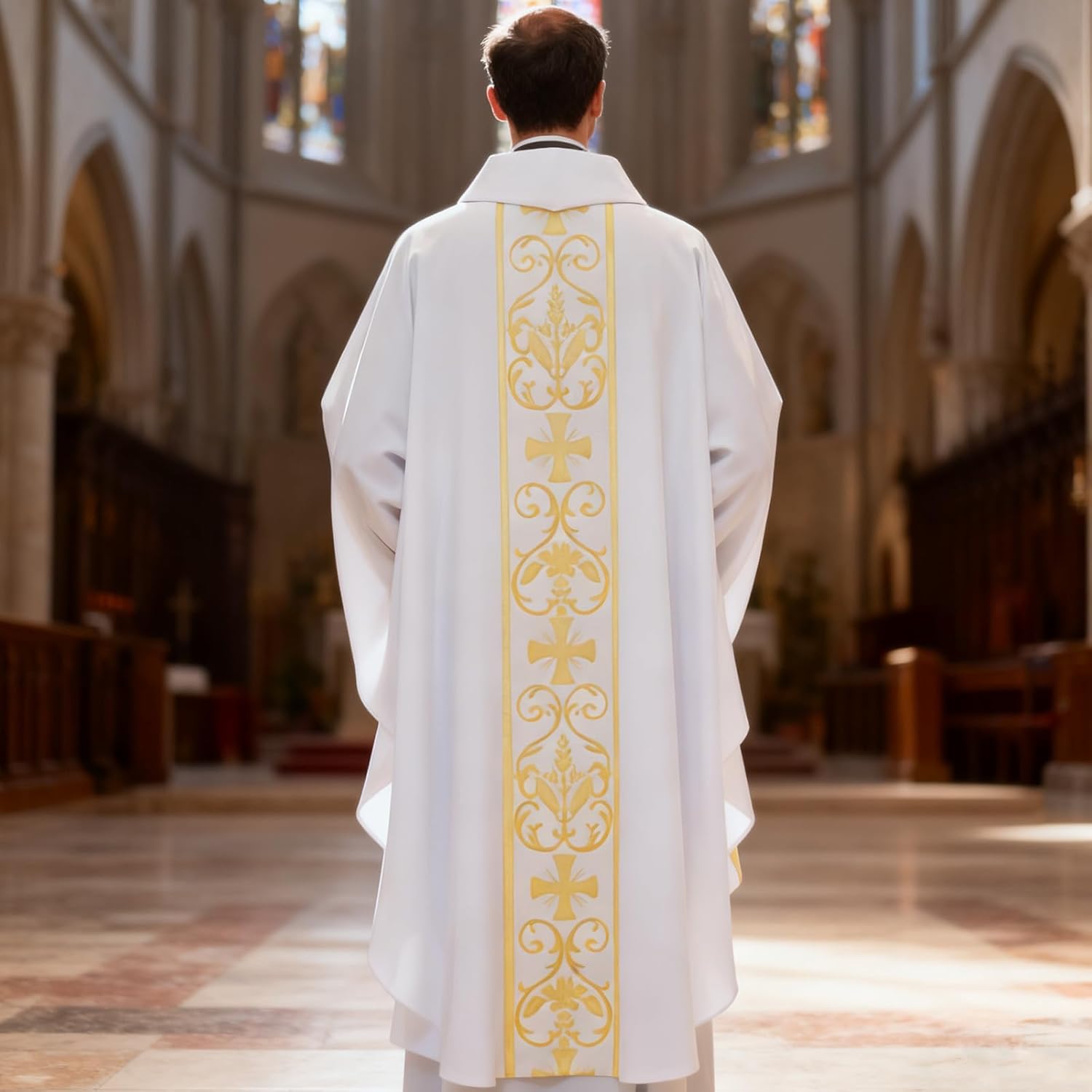 Clergy Vestments Chasuble Cross Robe Priest Cloak Catholic Costume for Christmas Church Mass - Image 8