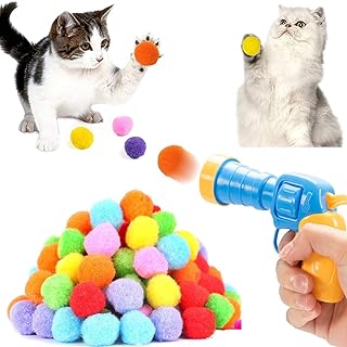 Cat Toy, Interactive Cat Toys for Indoor Cats, Cat Ball Toy with Launcher Set, Colorful Fetch Ball Cat Balls Pet Toys Cat Supplies for Chasing Hunting Exercising Training (30 Balls)